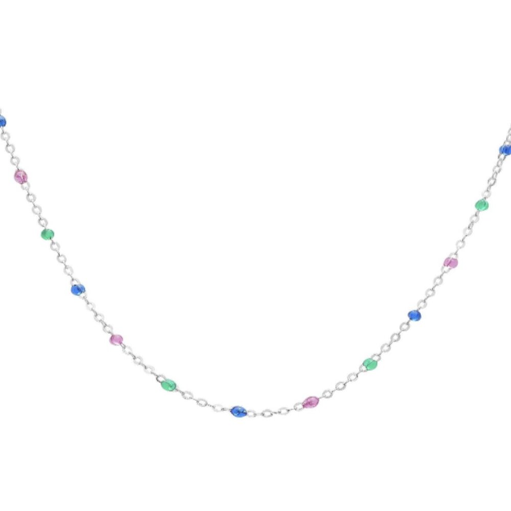 NYC STERLING SILVER 925 MULTI-COLOR ENAMEL NECKLACE